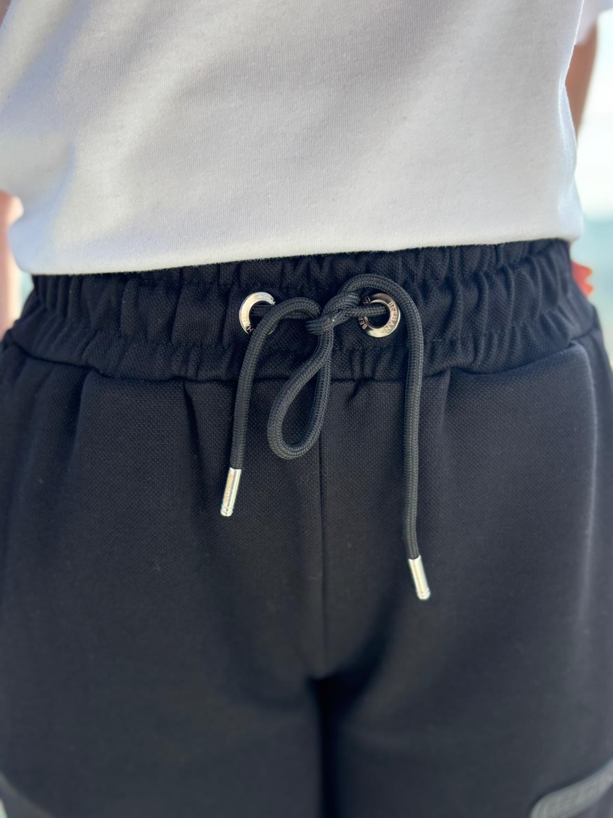 Berhani Pike Kumaş Paça Çıt Çıt Detaylı Siyah Kadın Eşofman Altı BRH01