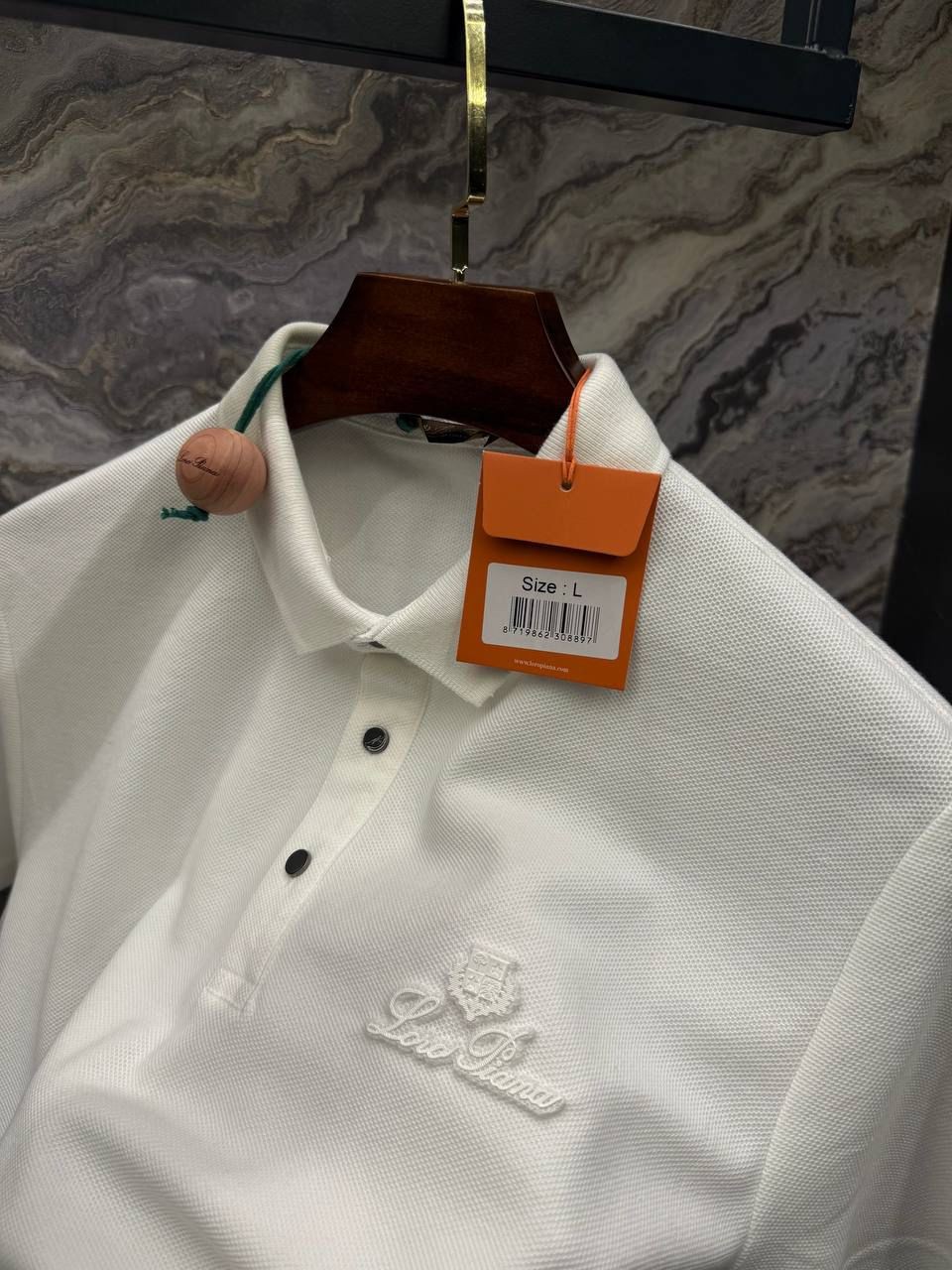 LORA PIANA  Polo Yaka Beyaz Erkek T-Shirt 3346