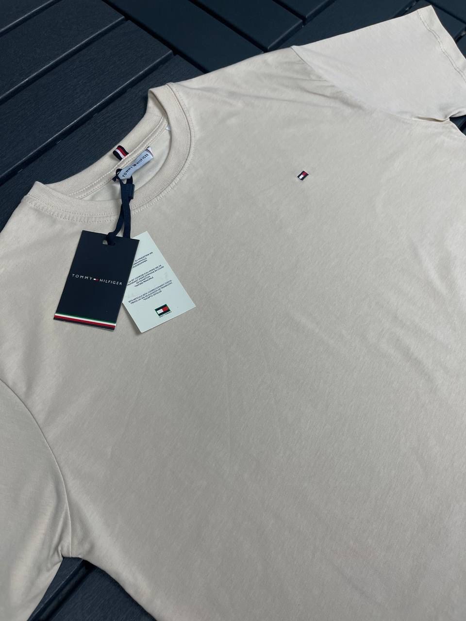 TOMMY HILFIGER Nakış Logo Detaylı Bej Kadın T-Shirt 2540-3