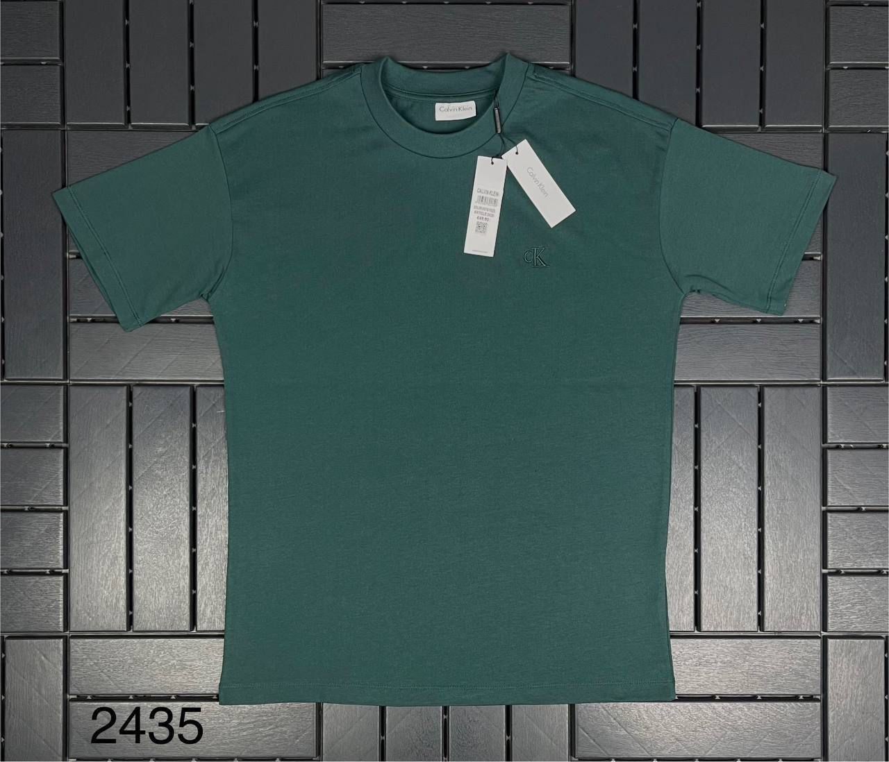 CALVIN KLEIN Nakış Detaylı Koyu Yeşil Erkek T-Shirt 2435