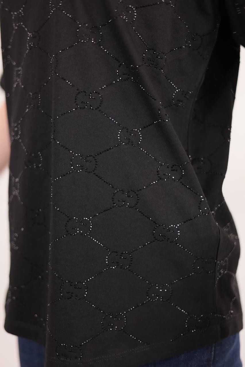 GUCCI Taş İşlemeli Siyah Kadın T-Shirt 51260