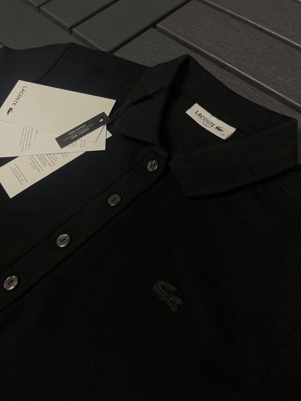 LACOSTE Polo Yaka Siyah Kadın T-Shirt 3008