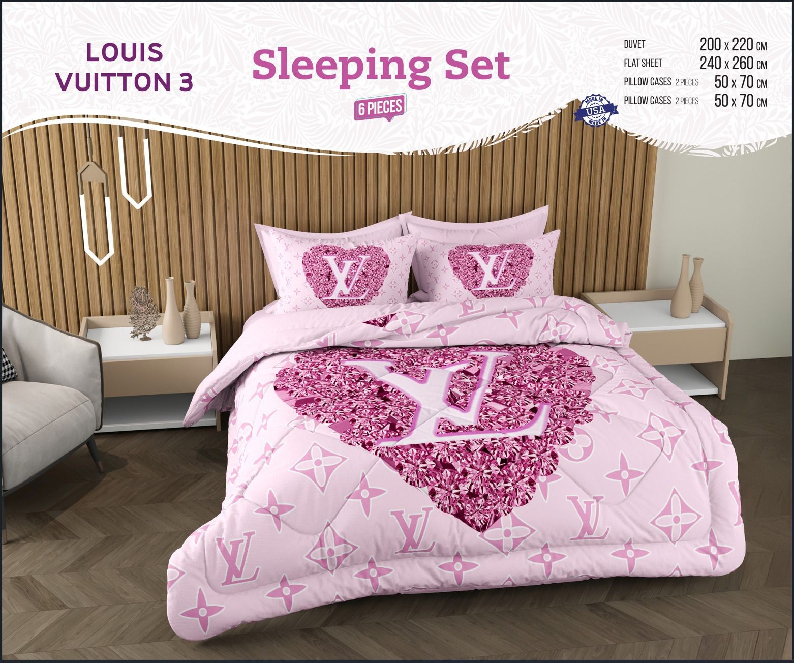 LV Çift Kişilik Uyku Seti 200x220