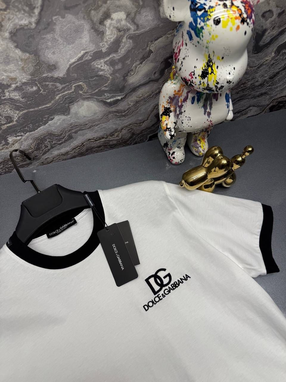 DOLCE GABBANA Nakış Logo Detaylı Beyaz Erkek T-Shirt 9377