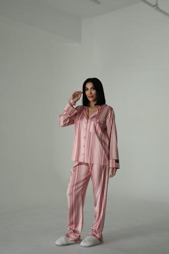 Berhani Çizgi Detaylı Pembe Kadın Pijama