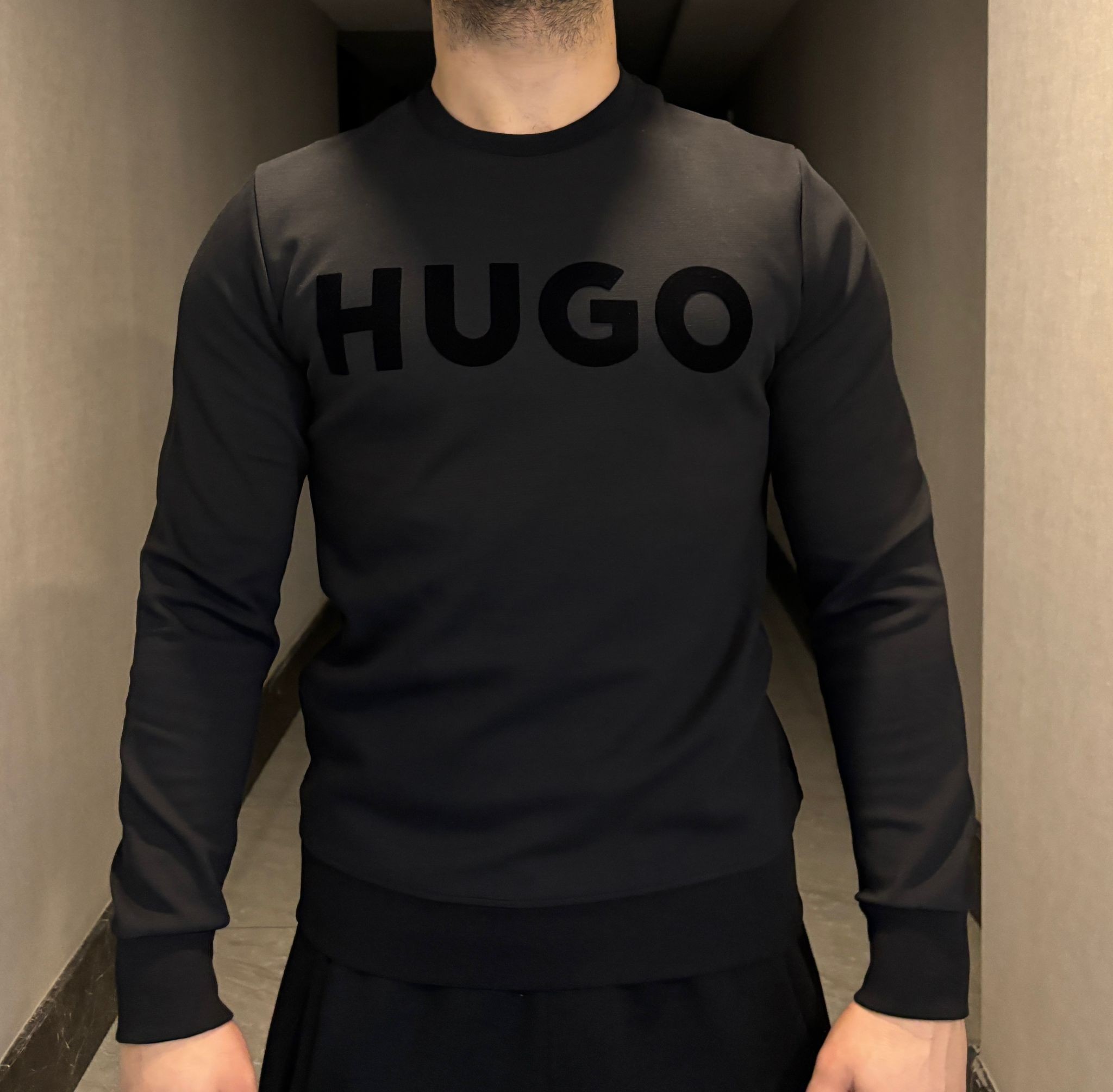 Hugo Yazı Detaylı Erkek Sweatshirt