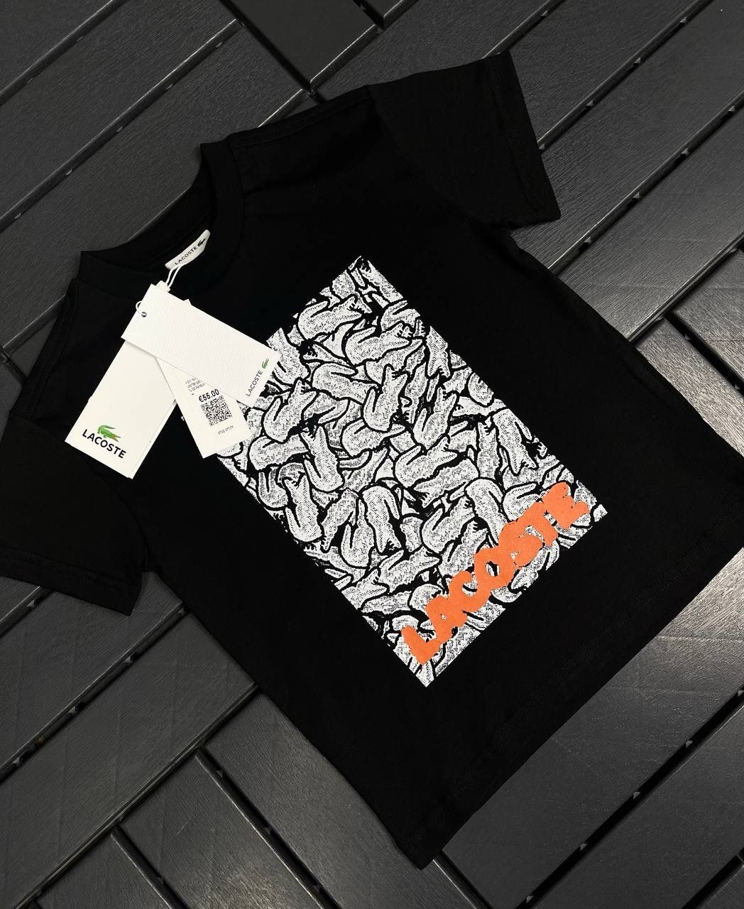 LACOSTE Baskı Detaylı Siyah Çocuk T-Shirt 81015
