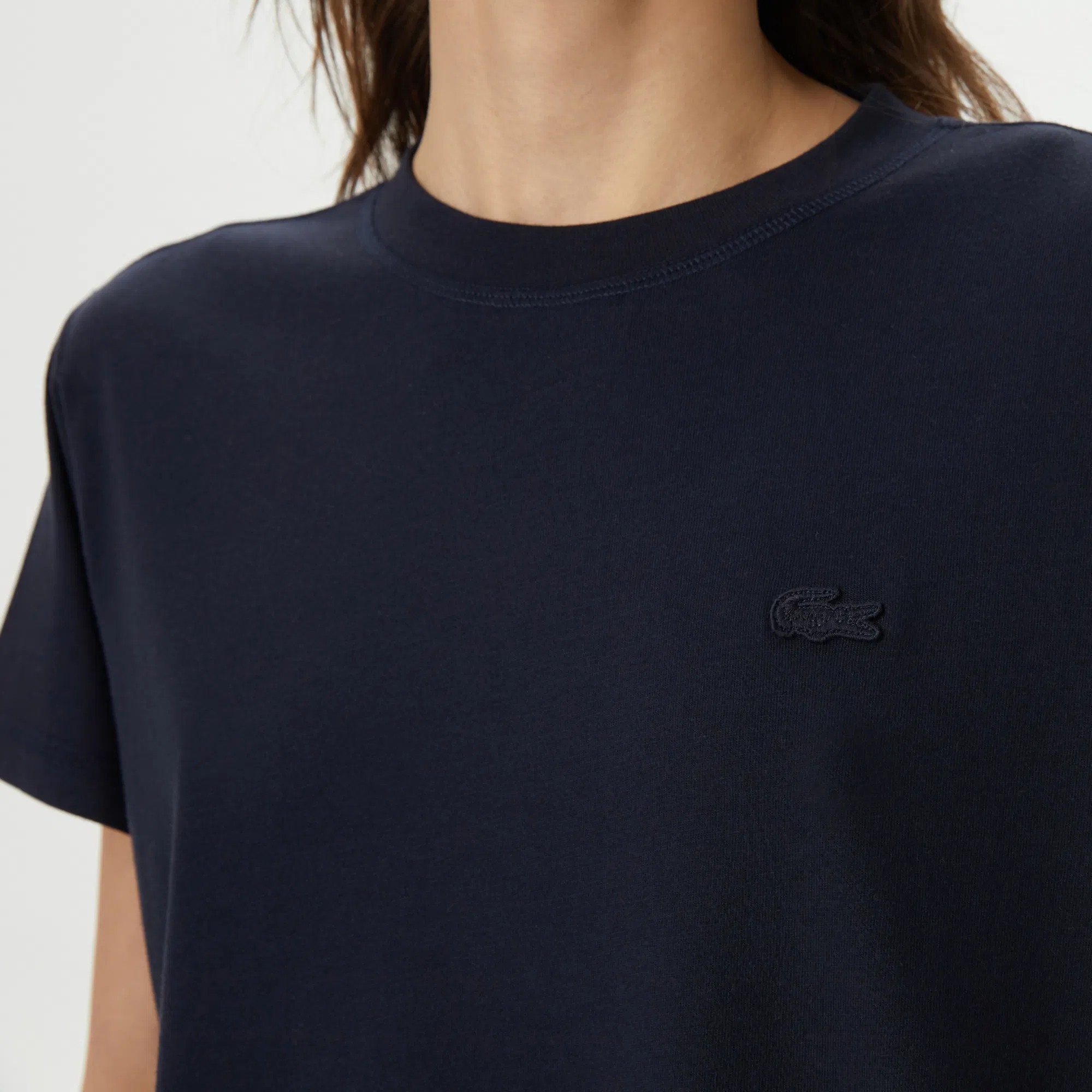 Lacoste Düz Siyah Kadın T-shirt