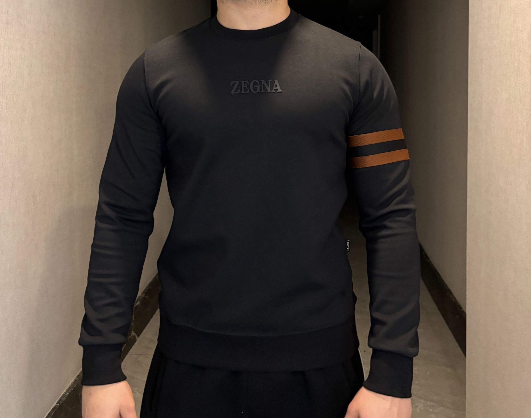 Zegna Kol Detaylı Erkek Sweatshirt