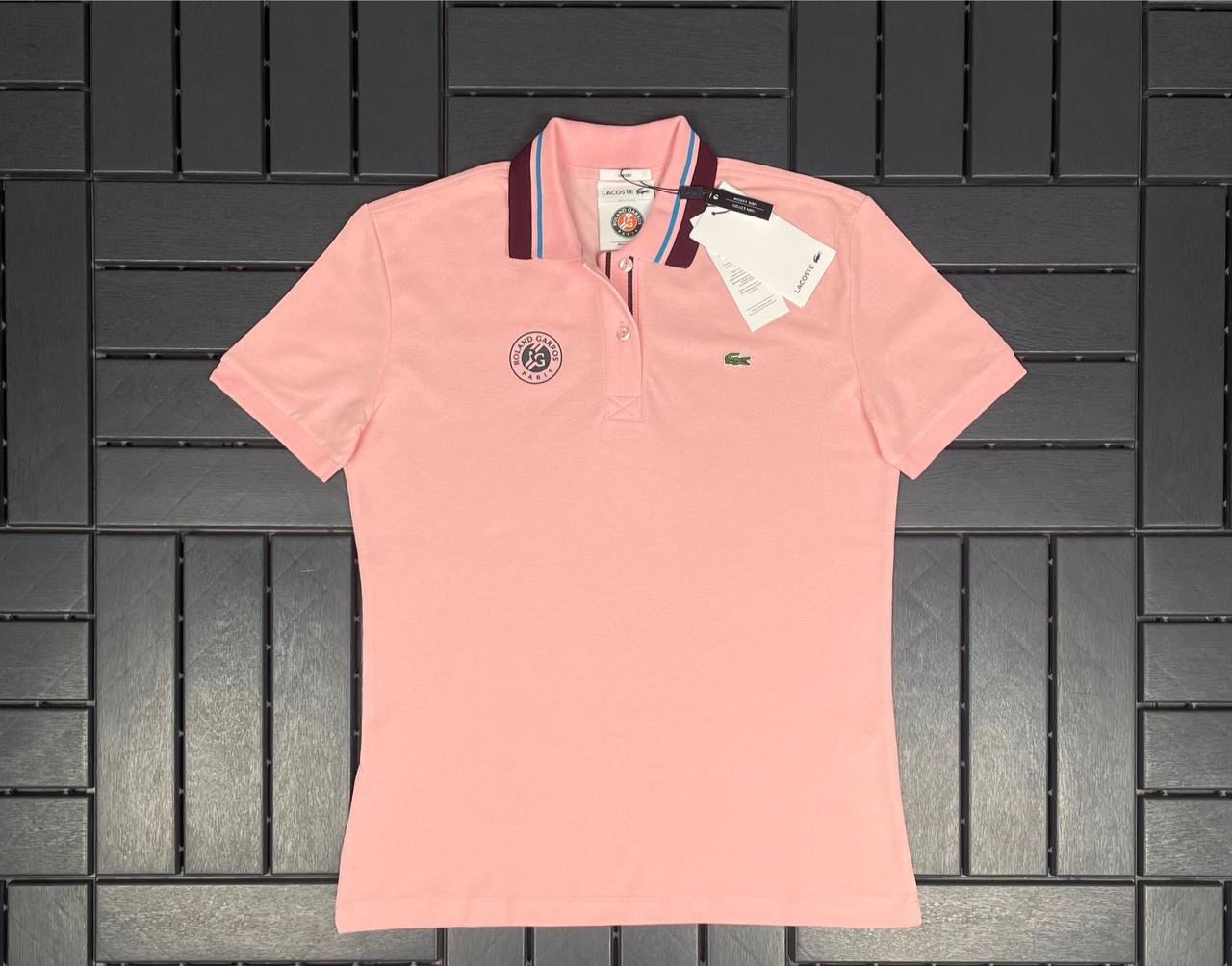 LACOSTE Logo Detaylı Polo Yaka Pembe Kadın T-Shirt 3038