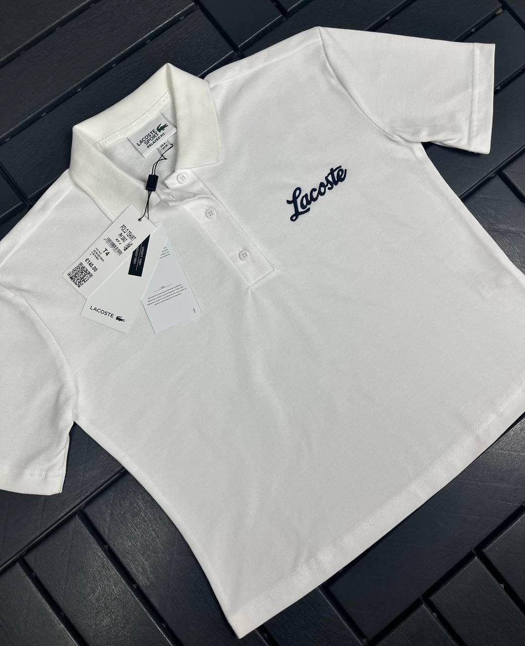 LACOSTE Nakış Detaylı Polo Yaka Beyaz Kadın T-Shirt 3042