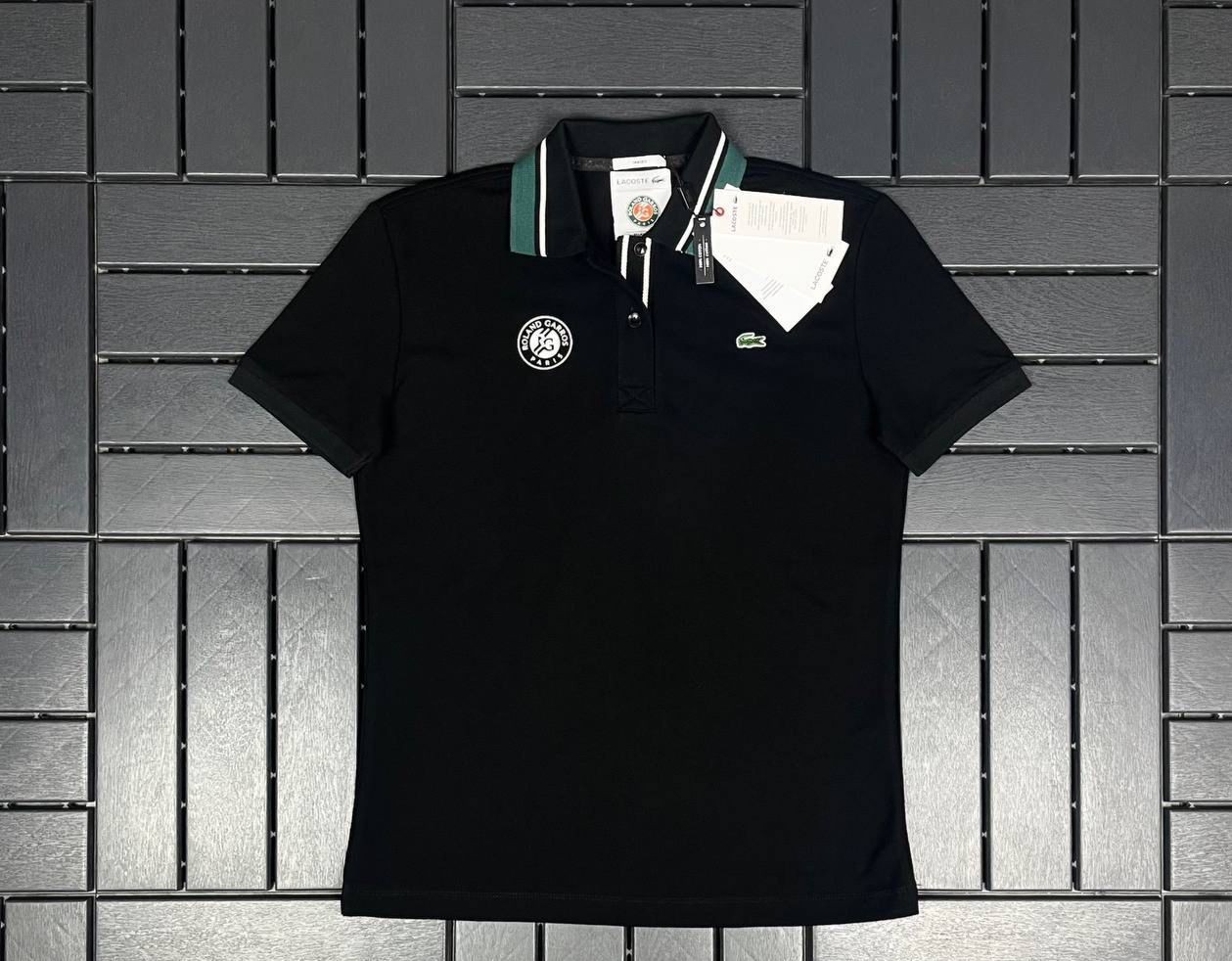 LACOSTE Logo Detaylı Polo Yaka Siyah Kadın T-Shirt 3038