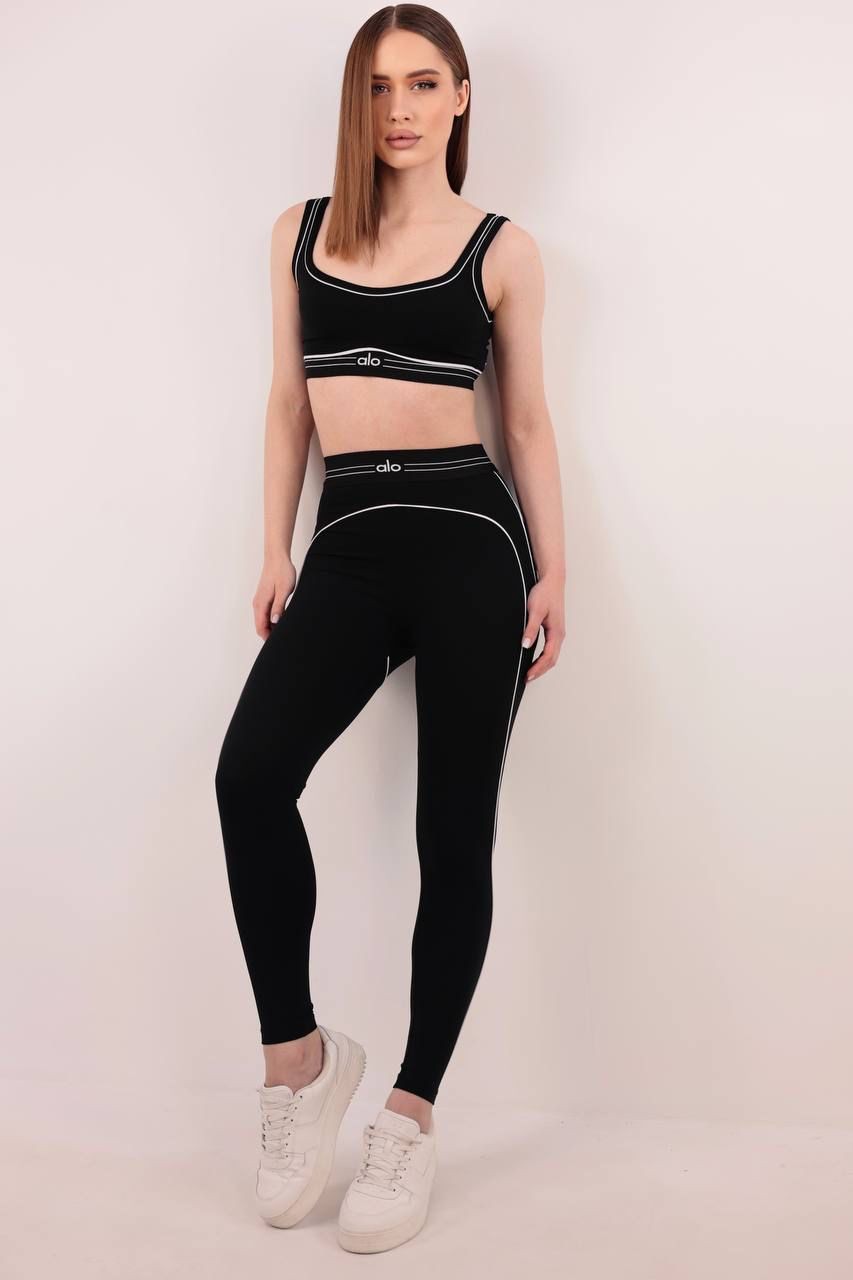 ALO YOGA Siyah Tayt ve Bralet Takım 53070