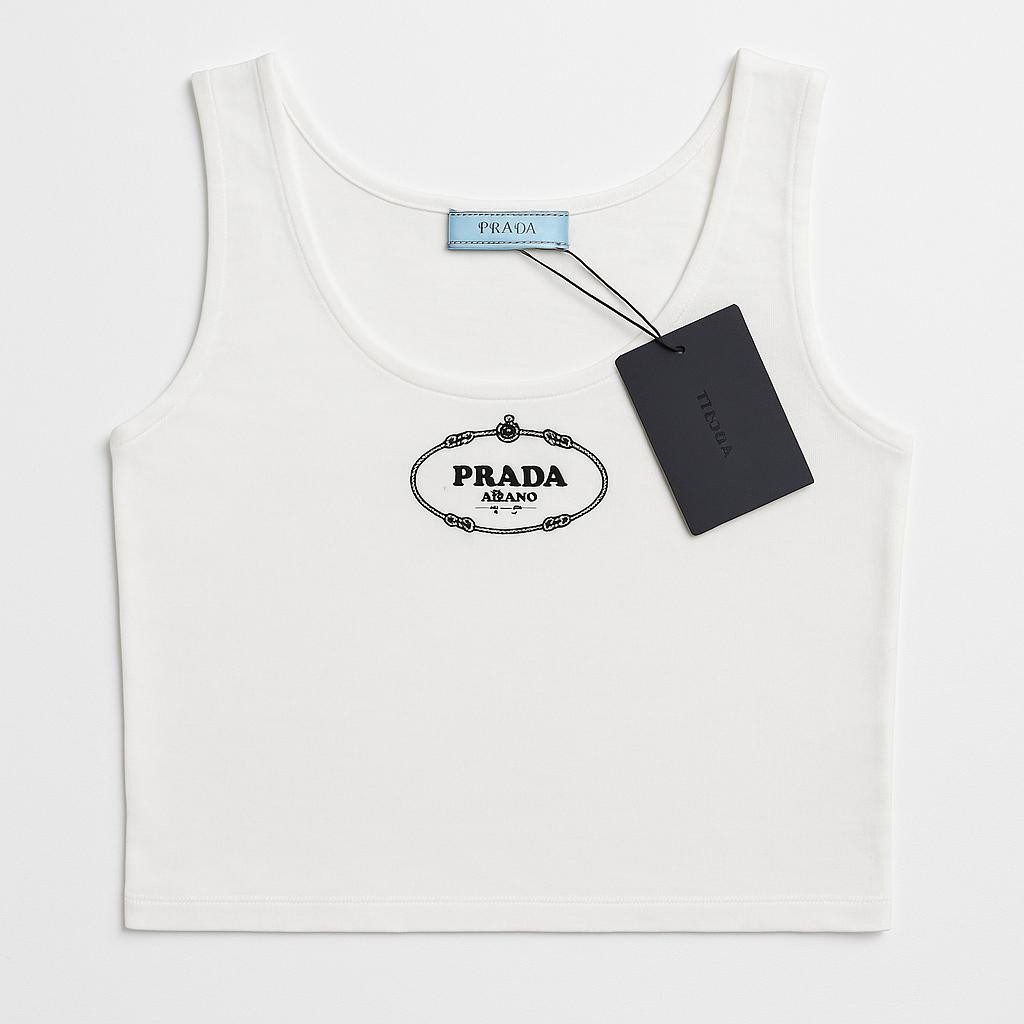 Prada Nakış Detaylı Beyaz Kadın Atlet 53059