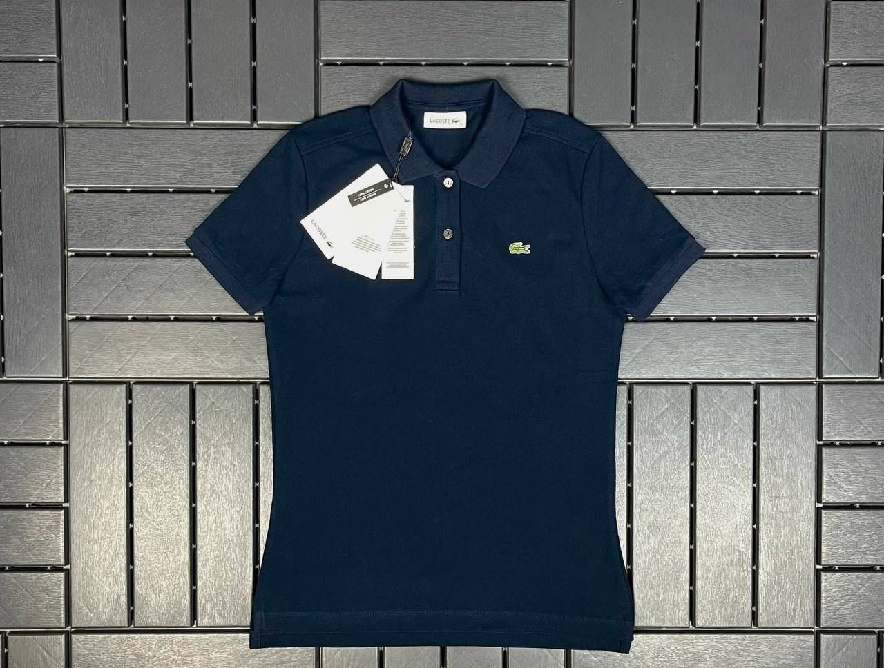 LACOSTE Polo Yaka Koyu Lacivert Kadın T-Shirt 3007