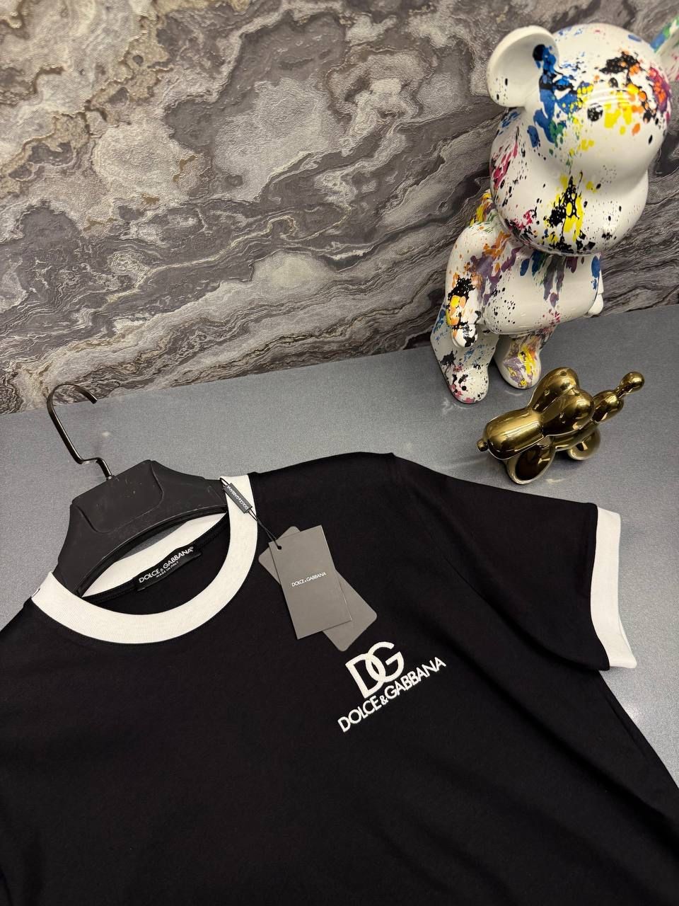DOLCE GABBANA Nakış Logo Detaylı Siyah Erkek T-Shirt 9377
