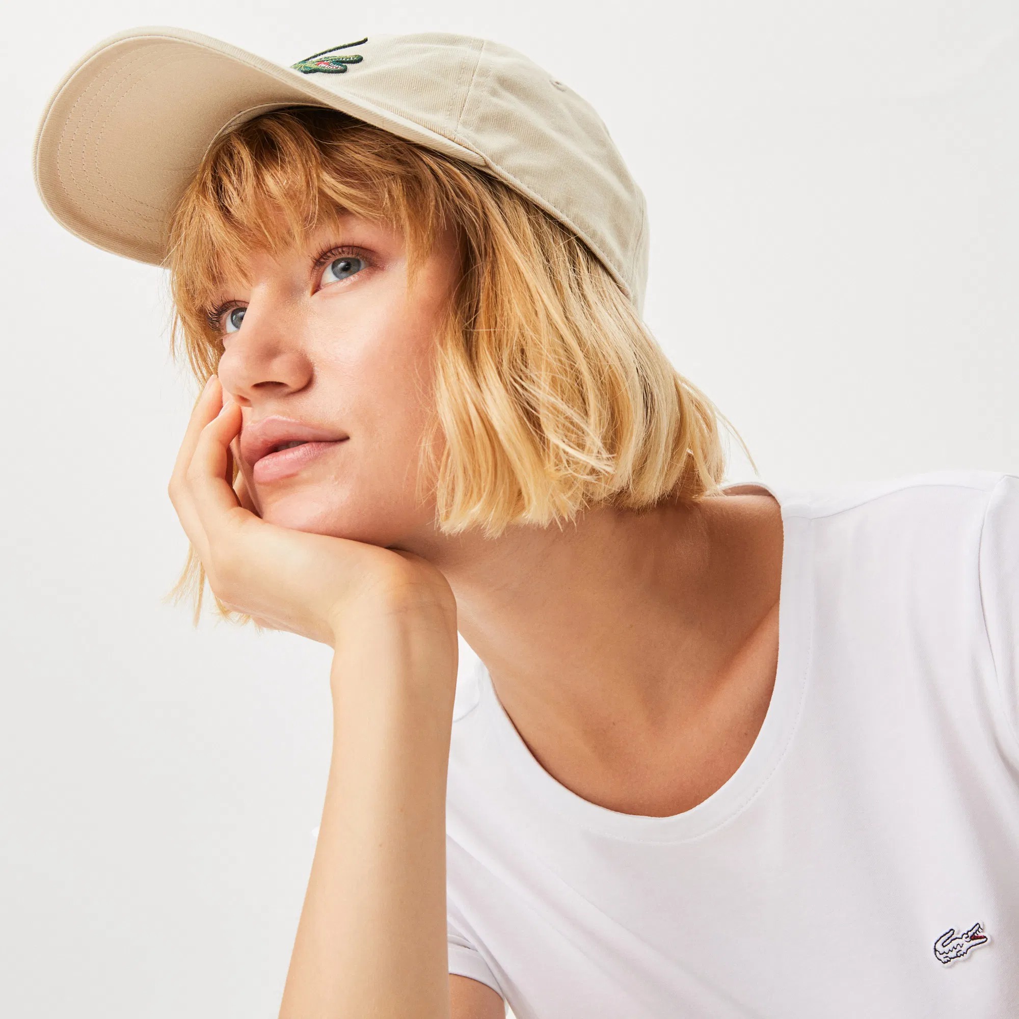 Lacoste Düz Beyaz Kadın T-shirt