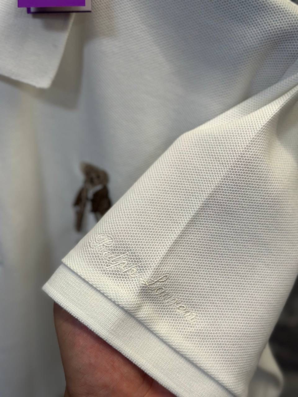 Ralph Lauren Polo Yaka Nakış Ayıcık Baskılı Beyaz T-Shirt