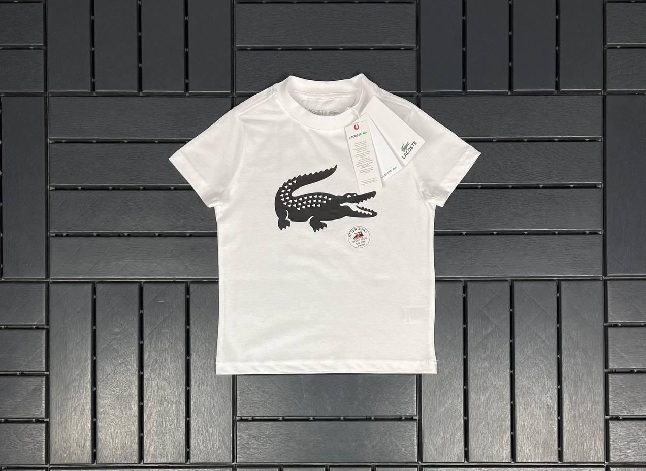 LACOSTE Timsah Baskılı Beyaz Çocuk T-Shirt 81000
