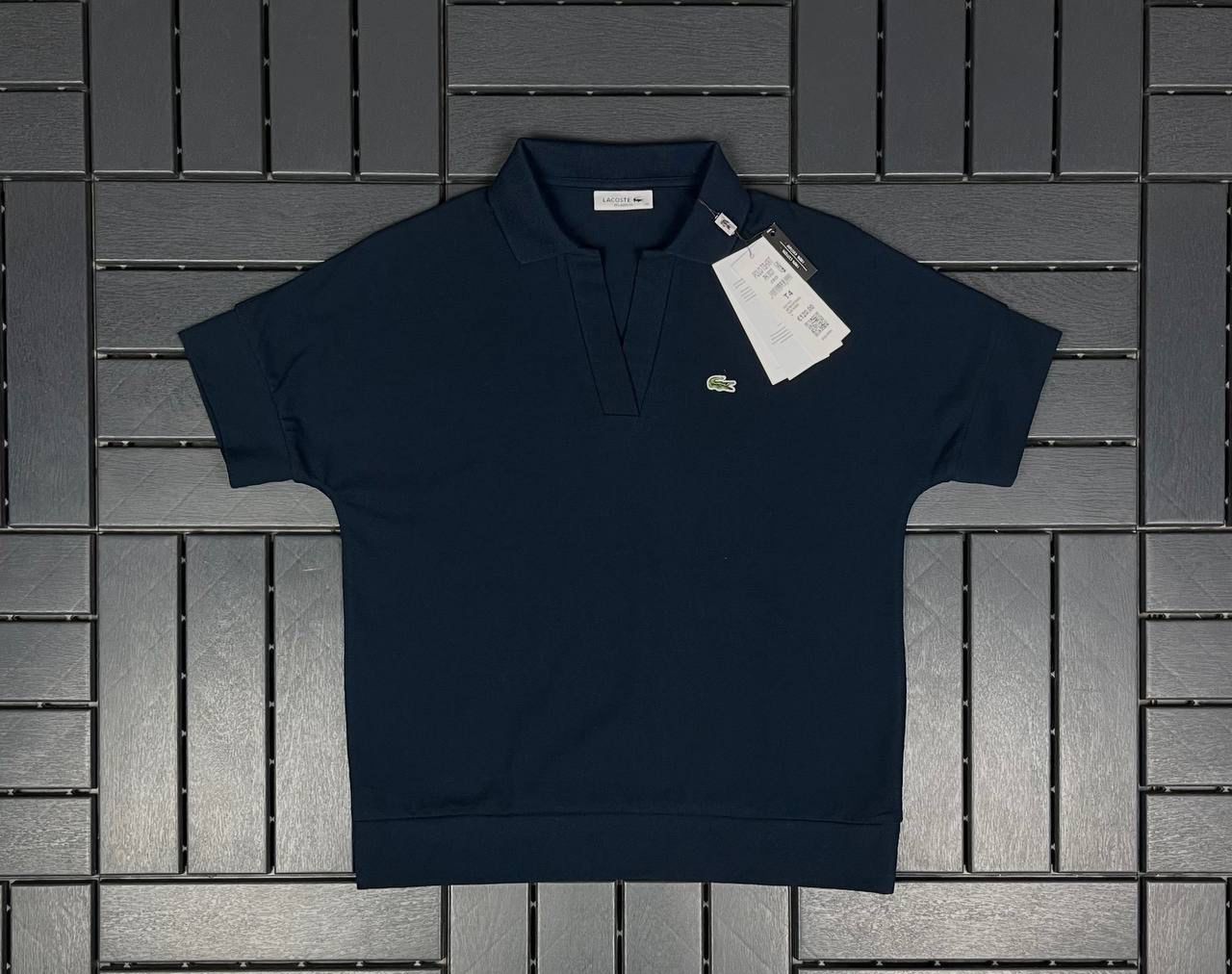 LACOSTE Polo Yaka Logo Detaylı Lacivert Kadın T-Shirt 3027