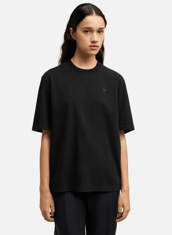 Ami Siyah Logo Detaylı Kadın T-shirt
