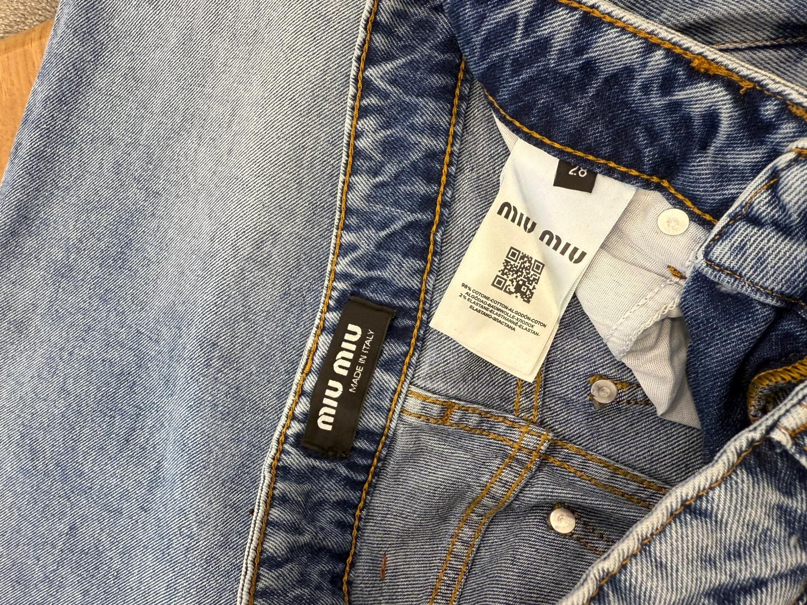 Miu Miu Logo Detaylı Mavi Kadın Kot Pantolon 318