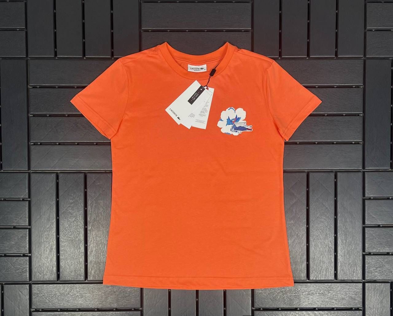 LACOSTE Logo Detaylı Baskılı Oranj T-Shirt 2598