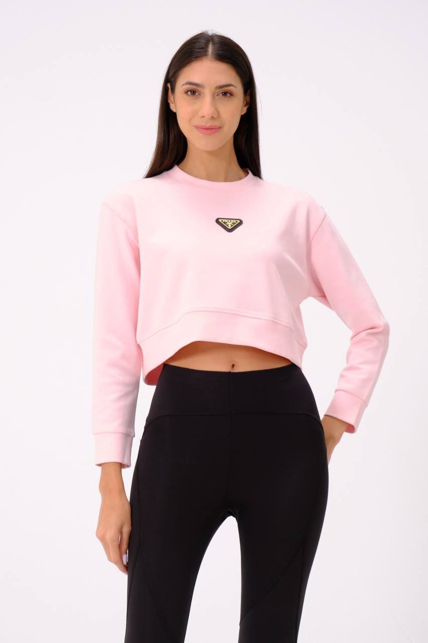 Prada Kadın Kısa Sweatshirt Pembe 