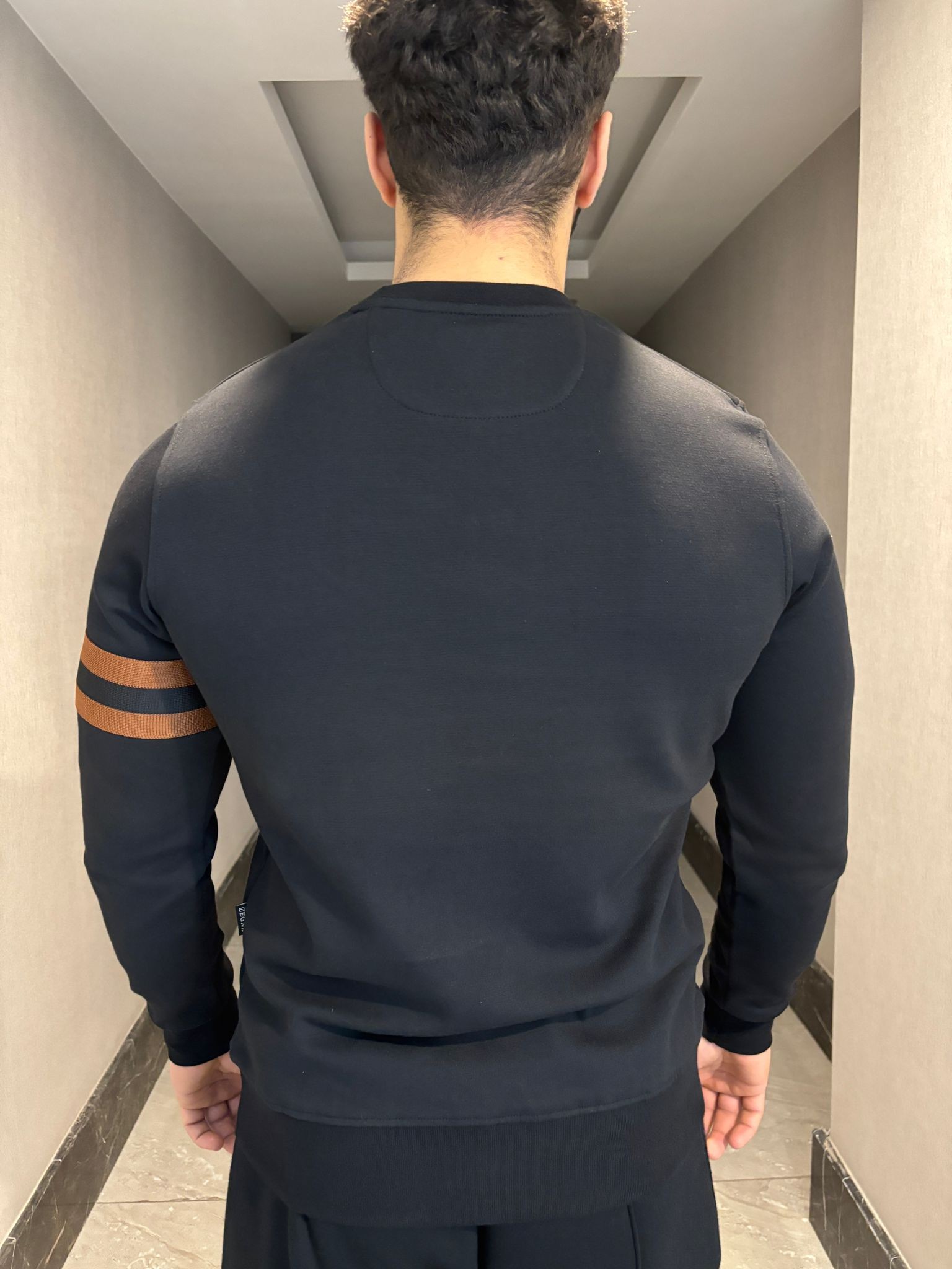 Zegna Kol Detaylı Erkek Sweatshirt