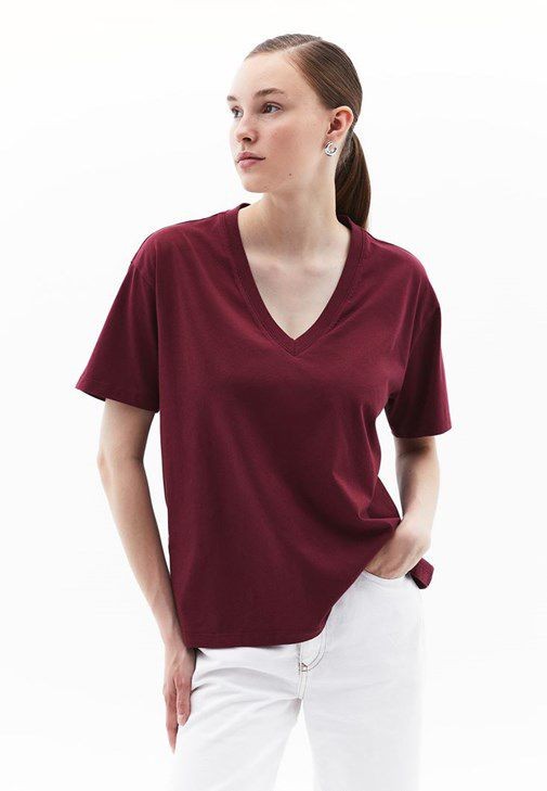 Massi V Yaka Bordo T-shirt