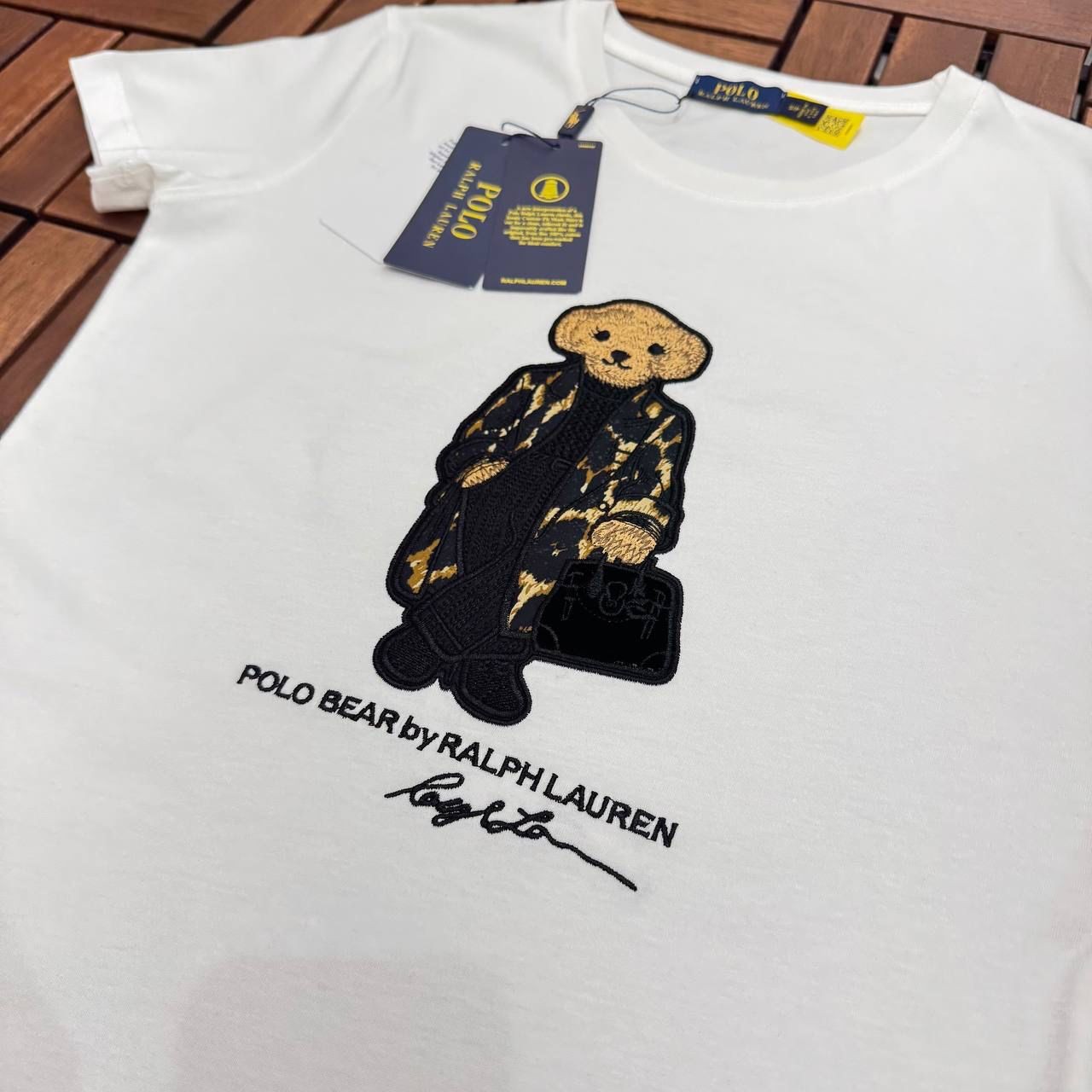 POLO Ayıcık Detaylı Beyaz Kadın T-Shirt BES106