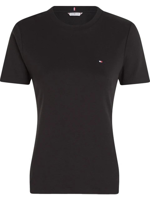 Tommy Siyah Düz Kadın T-shirt