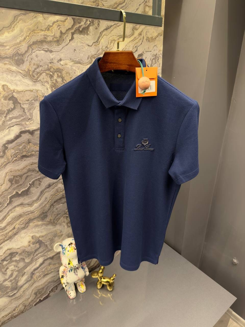 LORA PIANA Polo Yaka Lacivert Erkek T-Shirt 3346