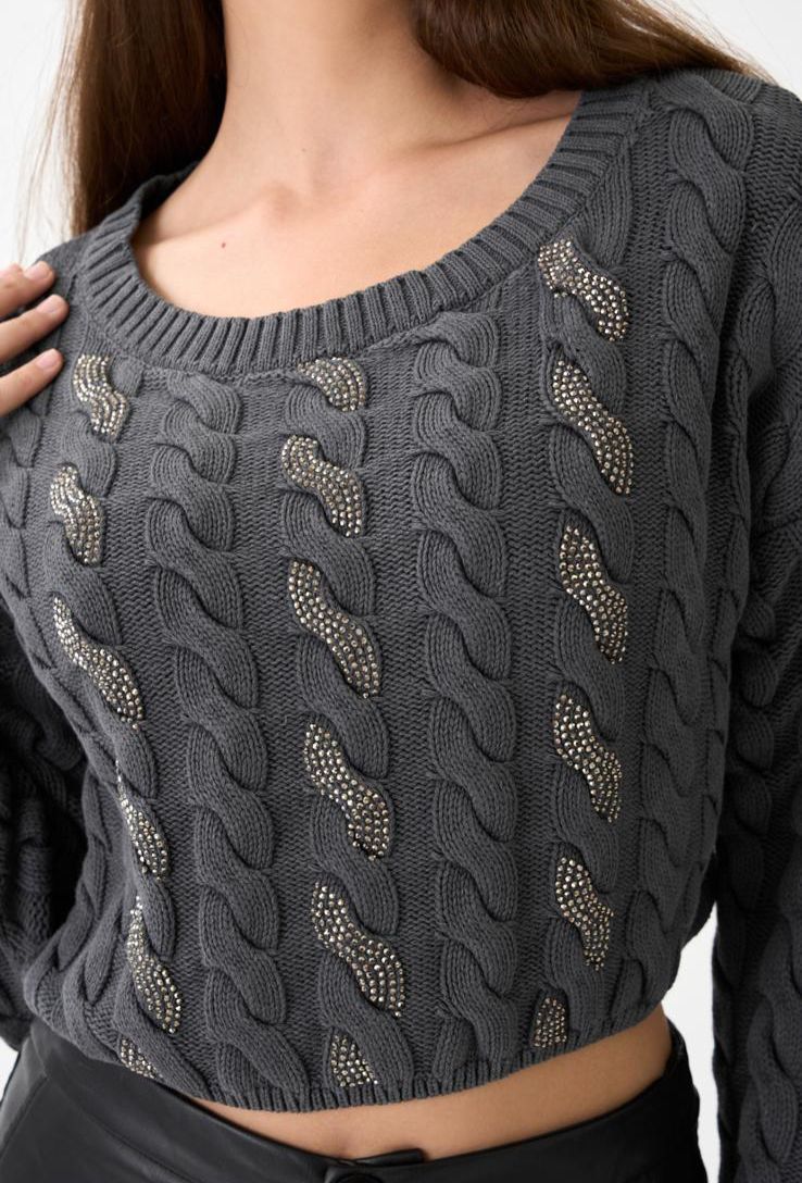 Berhani Desenli Gri Kadın Kazak 171B