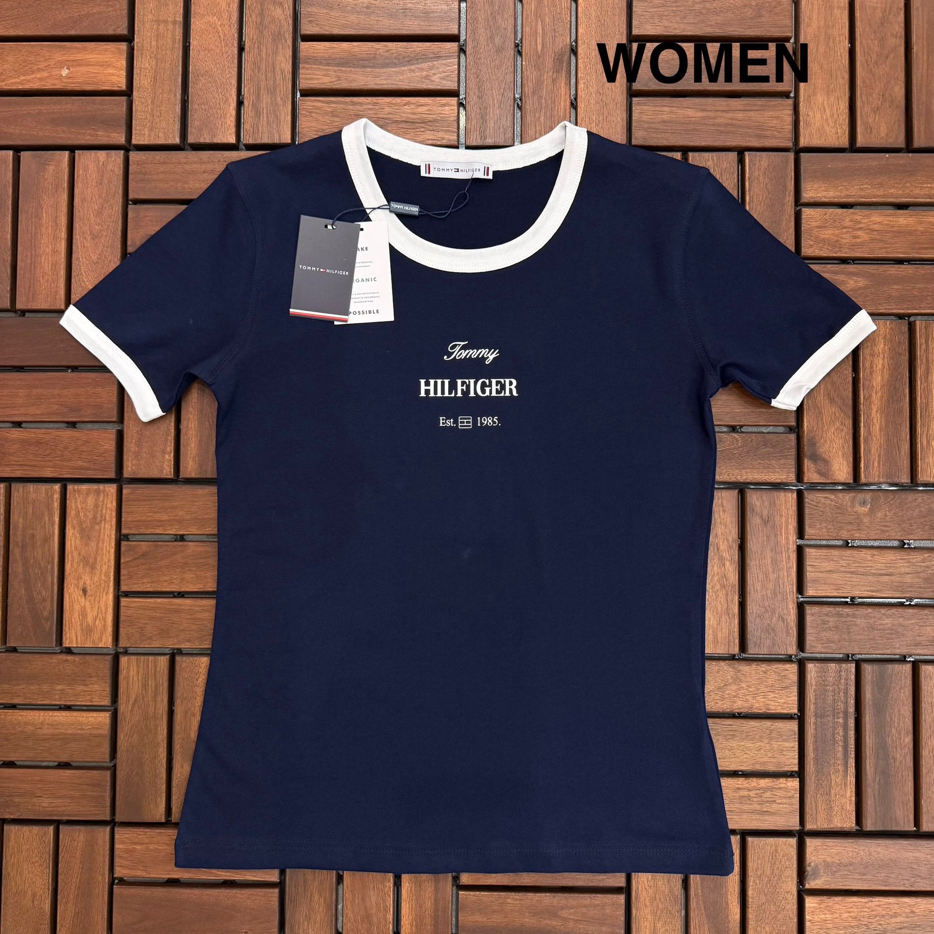 TOMMY HILFIGER Baskı Detaylı Lacivert Kadın T-Shirt BES142