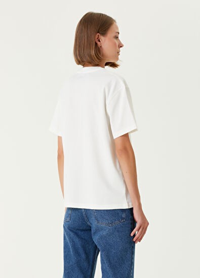 Ami Beyaz Logo Detaylı Kadın T-shirt