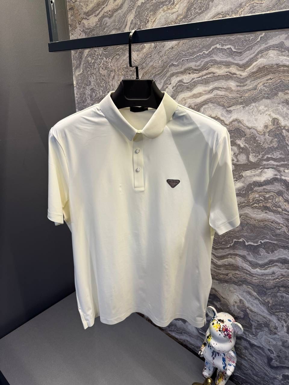 Prada Polo Yaka Krem Erkek T-shirt