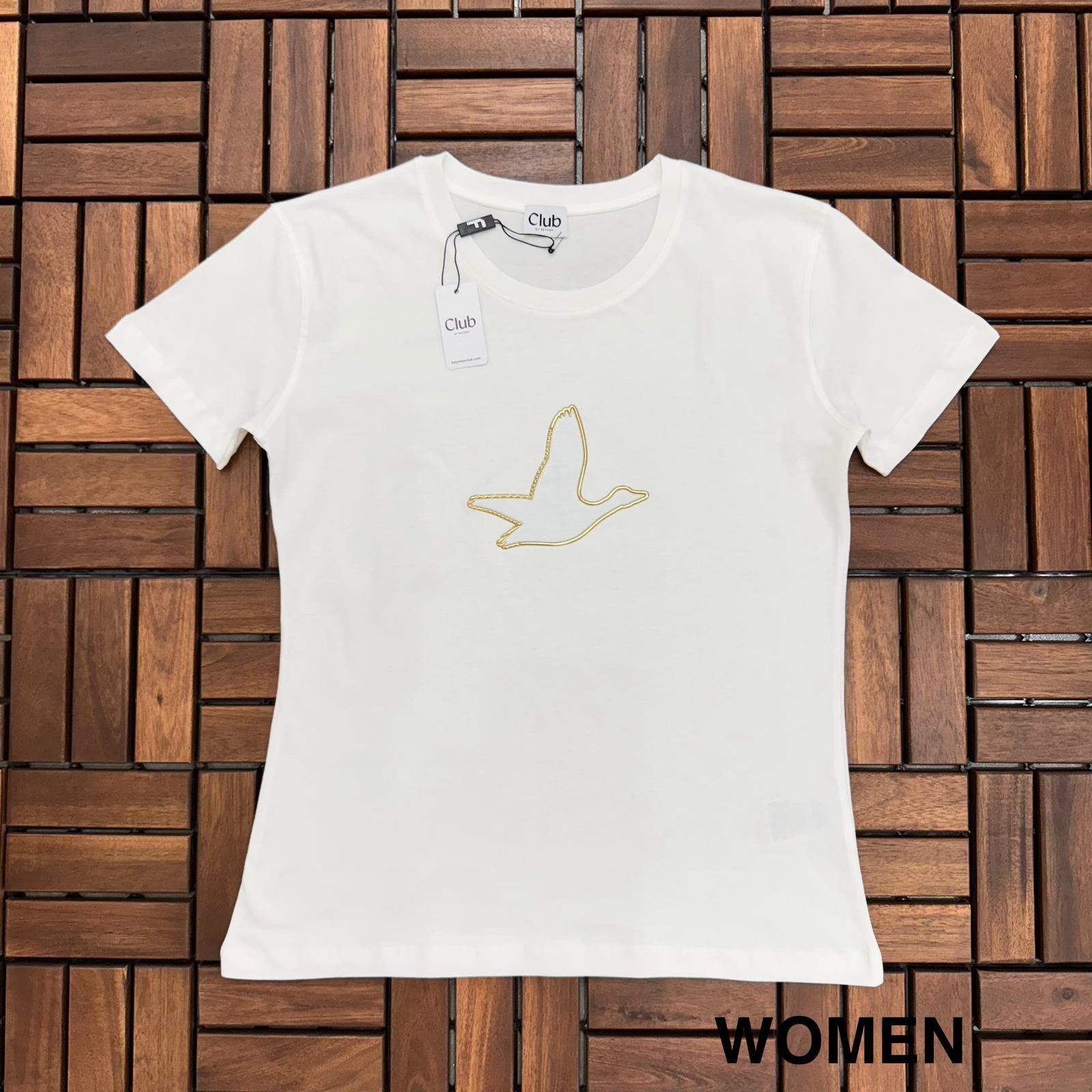 BEYMEN Kuş Detaylı Beyaz Kadın T-Shirt BES148