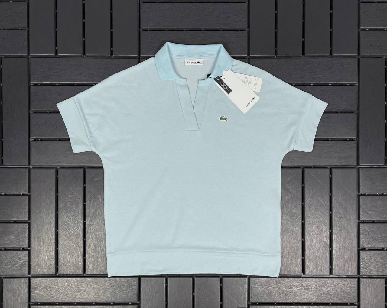 LACOSTE Polo Yaka Logo Detaylı Mavi Kadın T-Shirt 3027