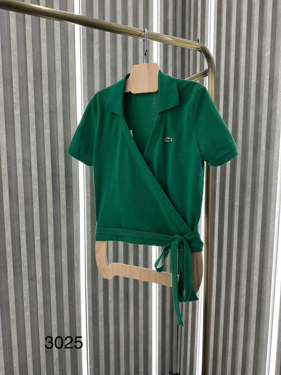 LACOSTE Polo Yaka Logo ve İp Detaylı Yeşil Kadın T-Shirt 3025