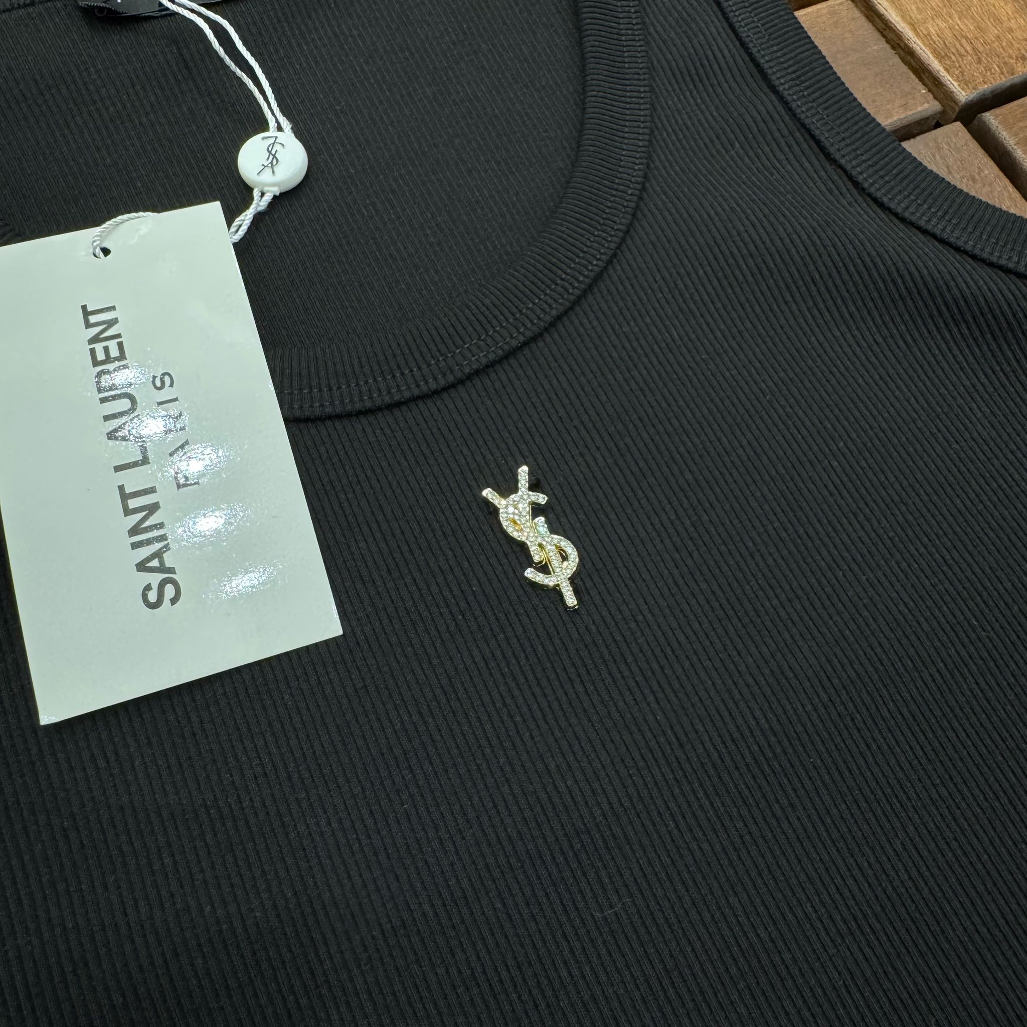 SAINT LAURENT Metal Logo Detaylı Siyah Kadın Atlet BES128