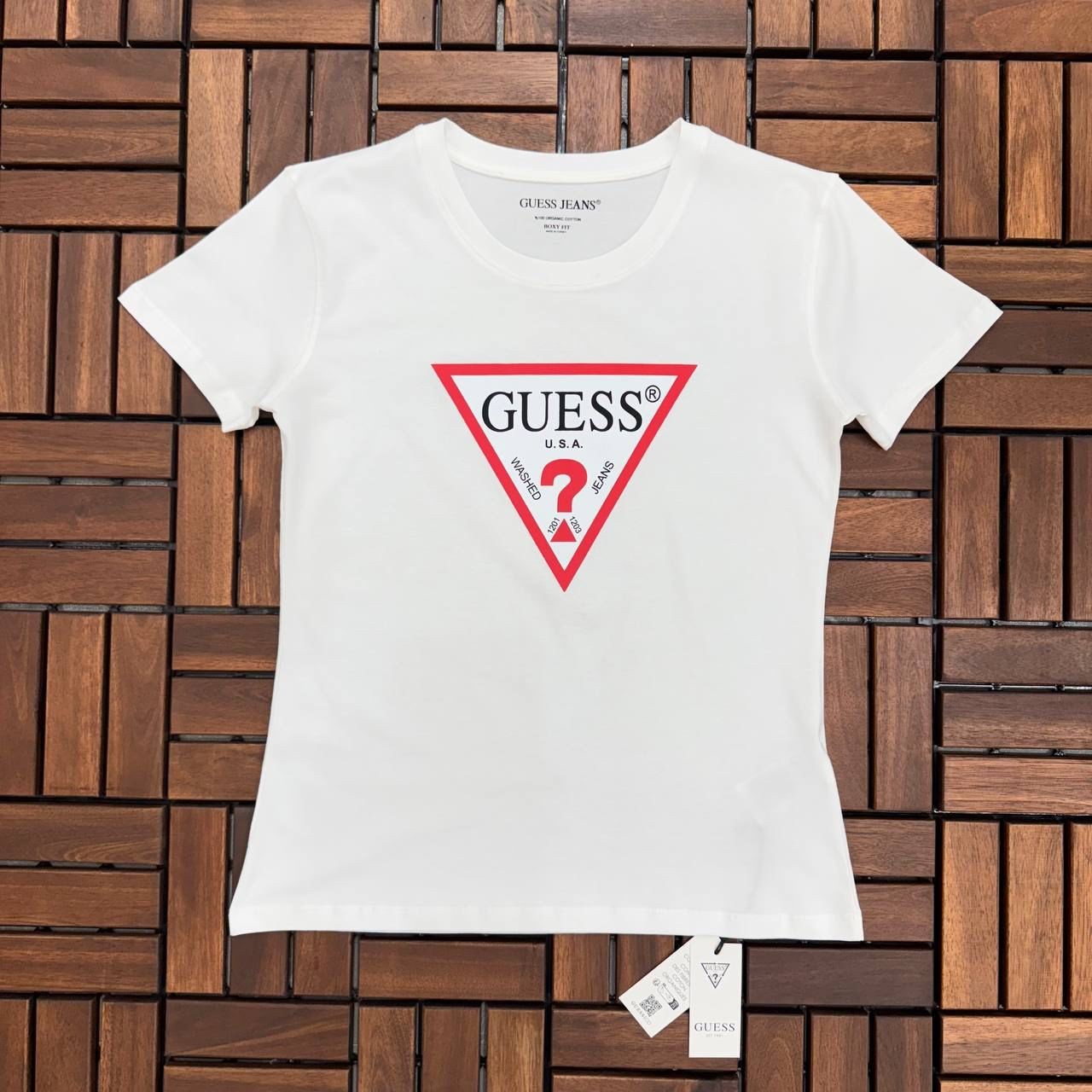 GUESS Baskı Detaylı Beyaz Kadın T-Shirt BES116