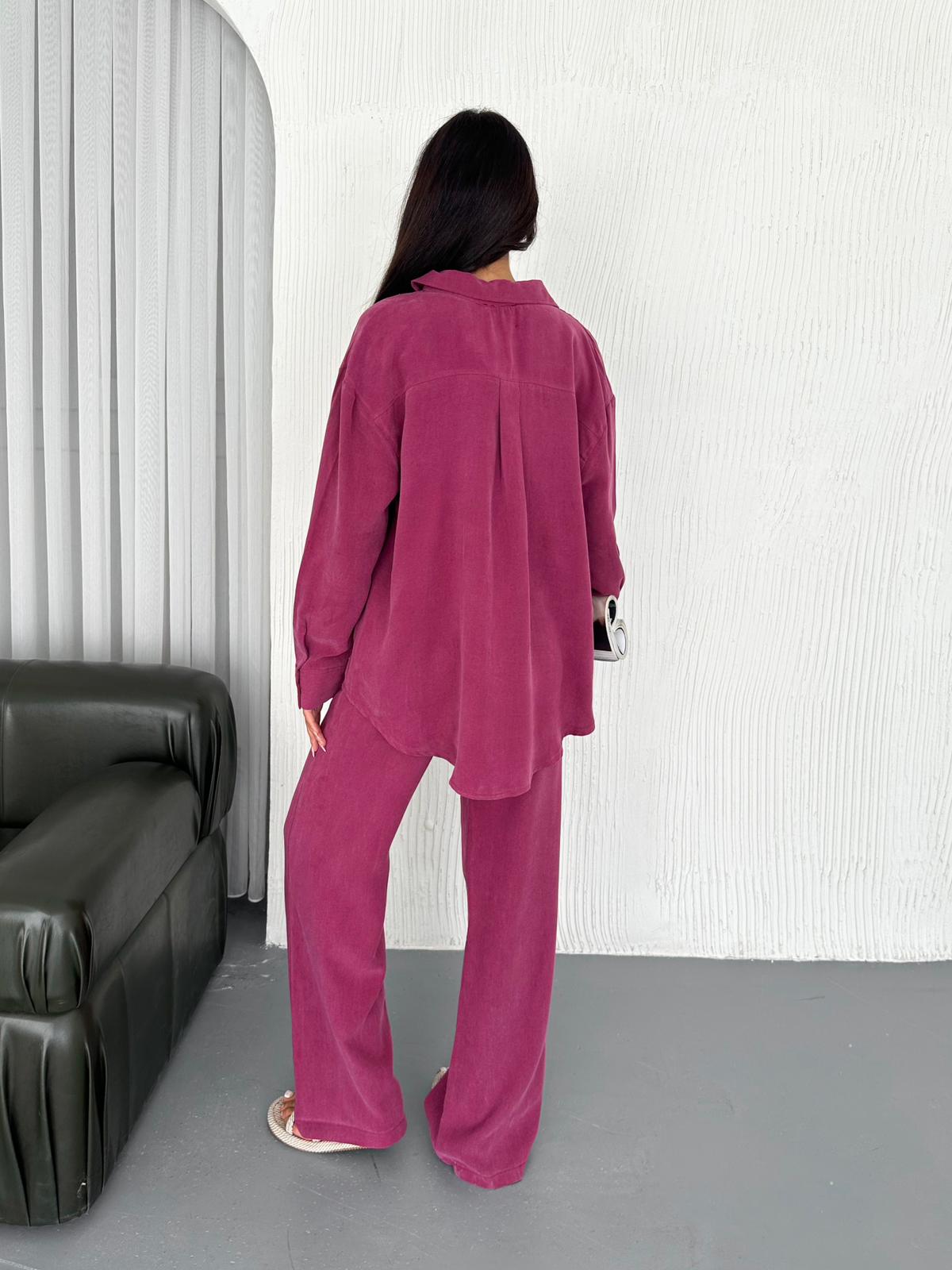 Berhani Düğmeli Bordo Kadın Takım YKM31118