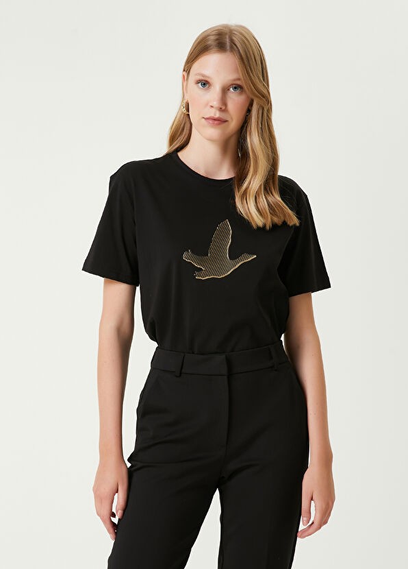 Beymen Siyah Gold Logolu Kadın Siyah T-shirt