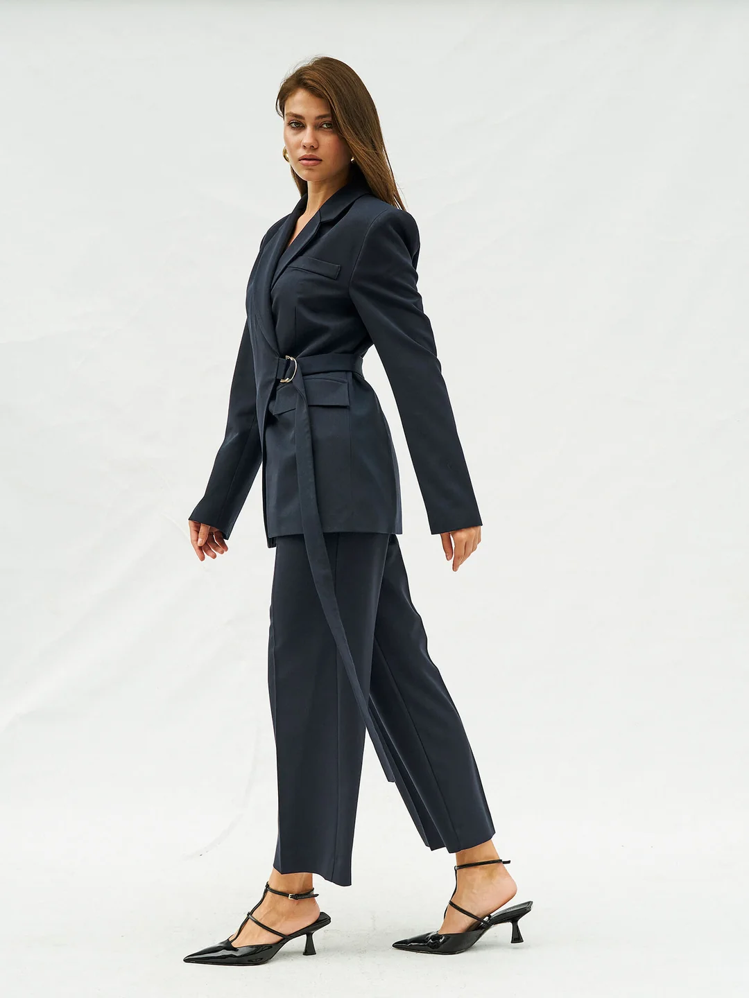 Berhani Kruvaze Kapamalı Kendinden Kemerli Ceket 130974 