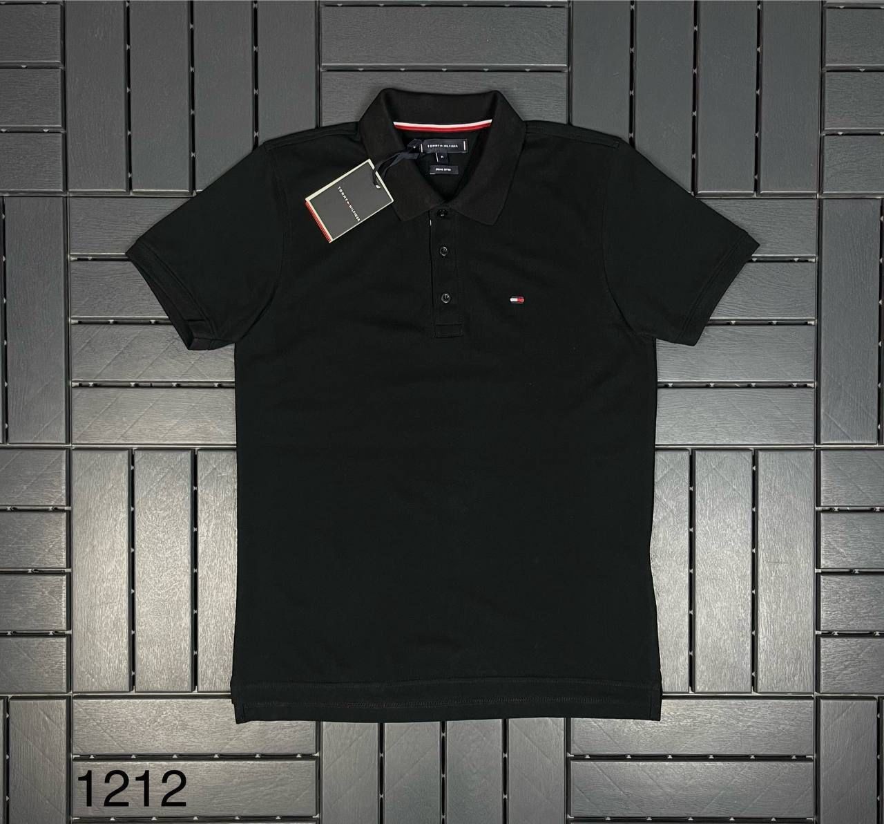 TOMMY HILFIGER Logo Detaylı Siyah Polo Yakalı Erkek T-Shirt 1212