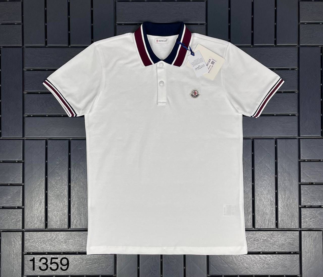 MONCLER Polo Yakalı Logo Detaylı Beyaz Erkek T-Shirt 1359