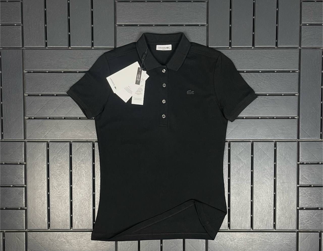 LACOSTE Polo Yaka Siyah Kadın T-Shirt 3008