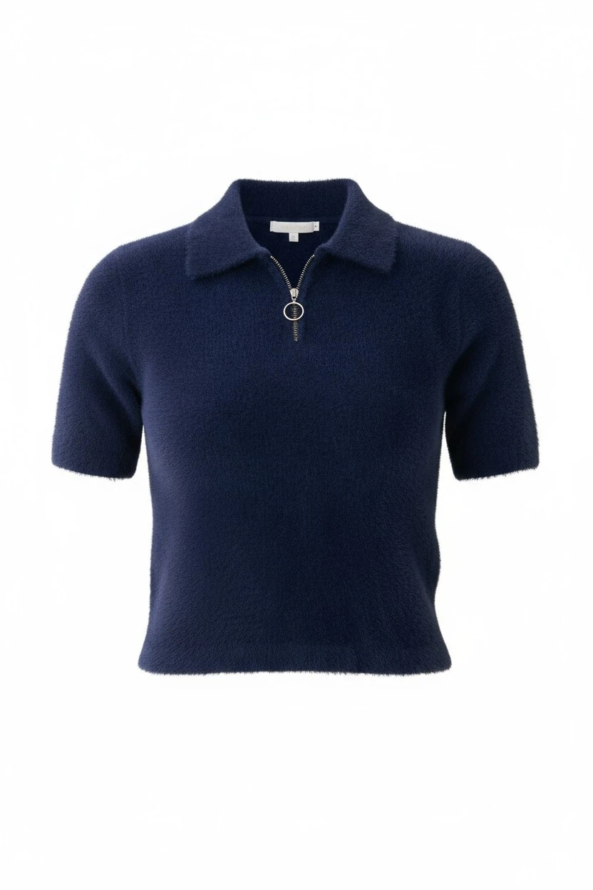 Berhani Yarım Fermuar Lacivert Kadın Triko 280B