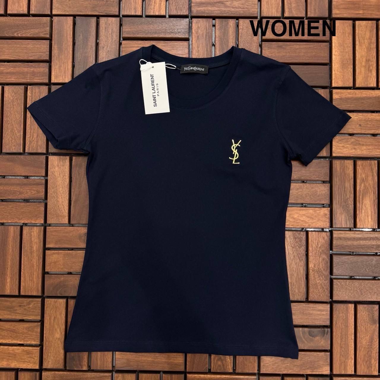 YSL Kadın Metal Logo Detaylı T-Shirt BES14